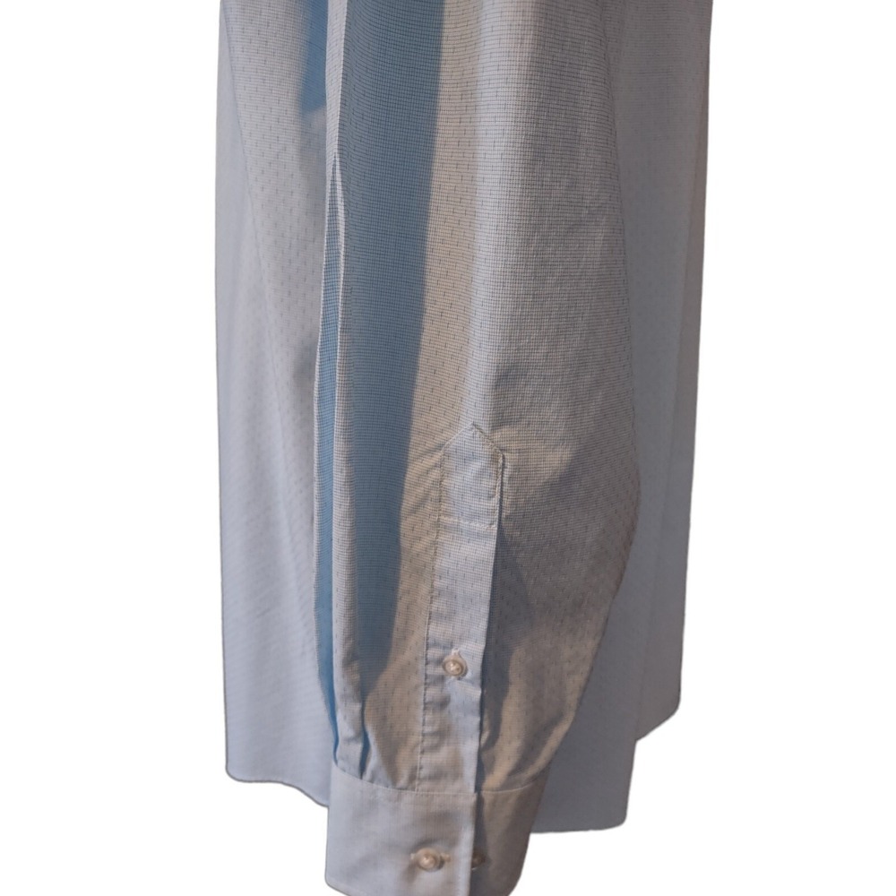 Shaquille O'Neal Dress Shirt XLG Tall Cooling Stretch Blue Micro Pattern XL G - Picture 10 of 12